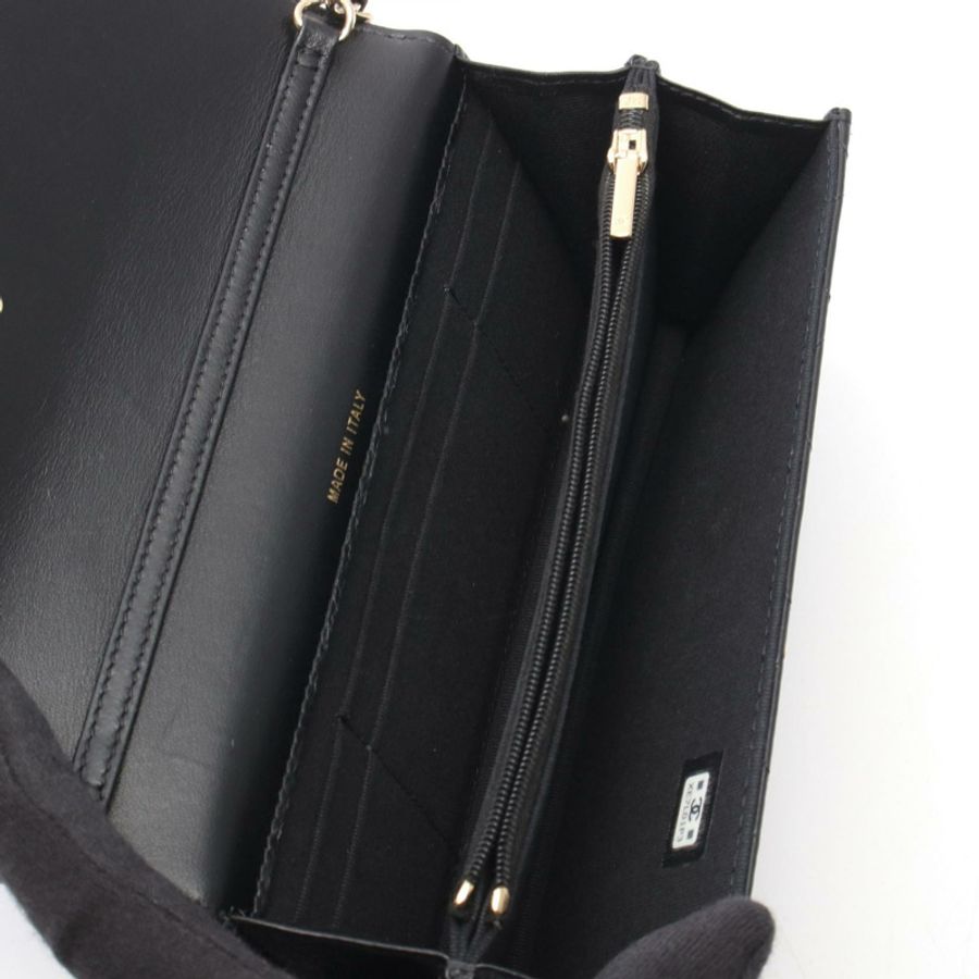 香奈兒 (CHANEL) 絎縫鏈條皮夾單肩包 AP4300 羊皮（綿羊皮）黑色二手女款-2