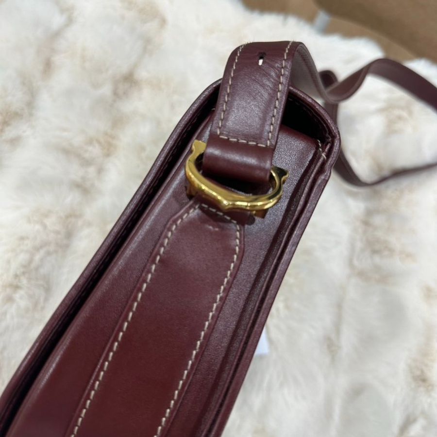 卡地亞 Cartier 復古馬鞍包 波爾多紅 附防塵套-5
