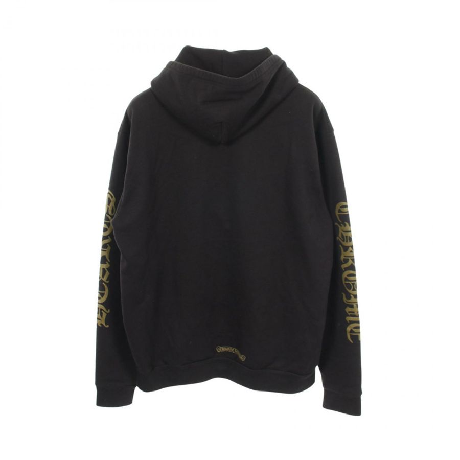 鉻心 (CHROME HEARTS) 直式款 logo 連帽衫 #M 碼 棉 黑色 二手 男款-1