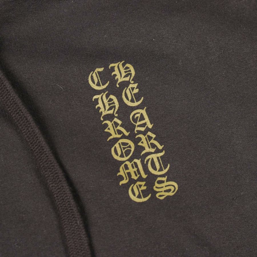 鉻心 (CHROME HEARTS) 直式款 logo 連帽衫 #M 碼 棉 黑色 二手 男款-9
