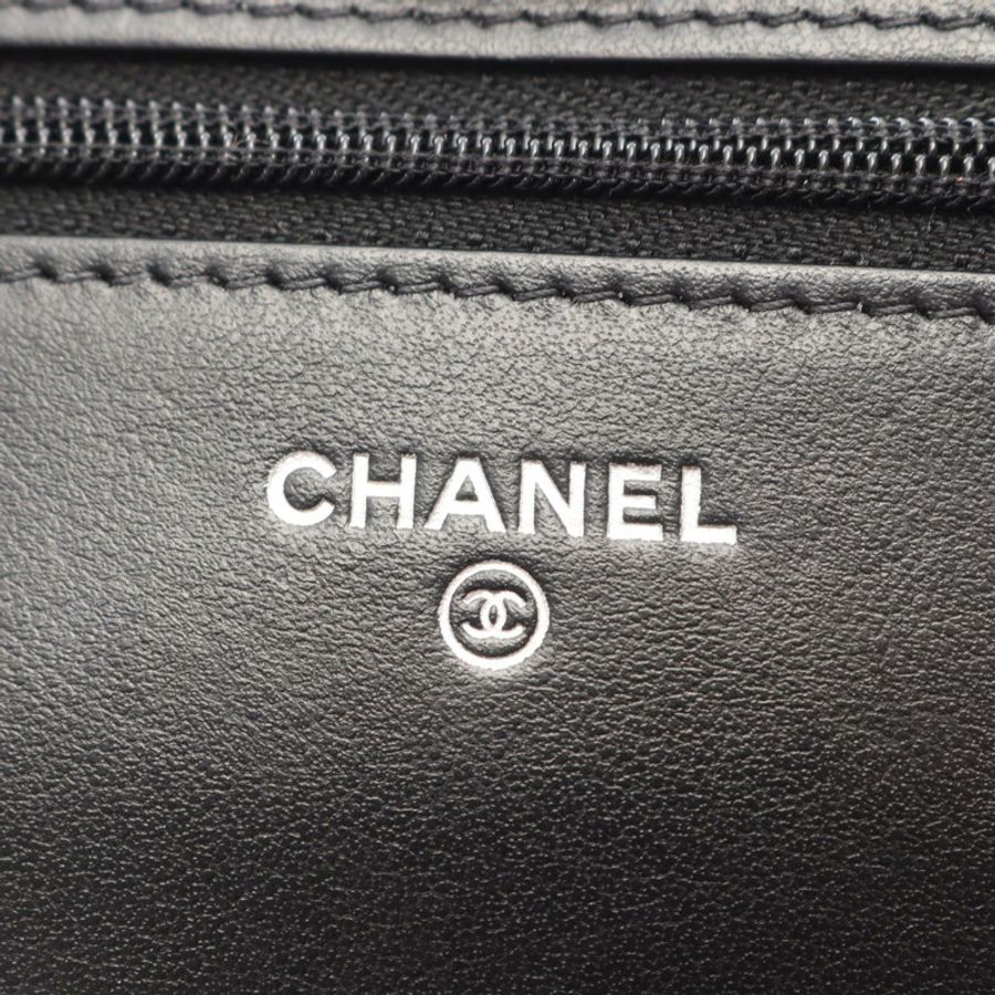 香奈兒 (CHANEL) 絎縫手柄鏈條斜挎單肩包，羊皮材質，黑色，銀色五金-3