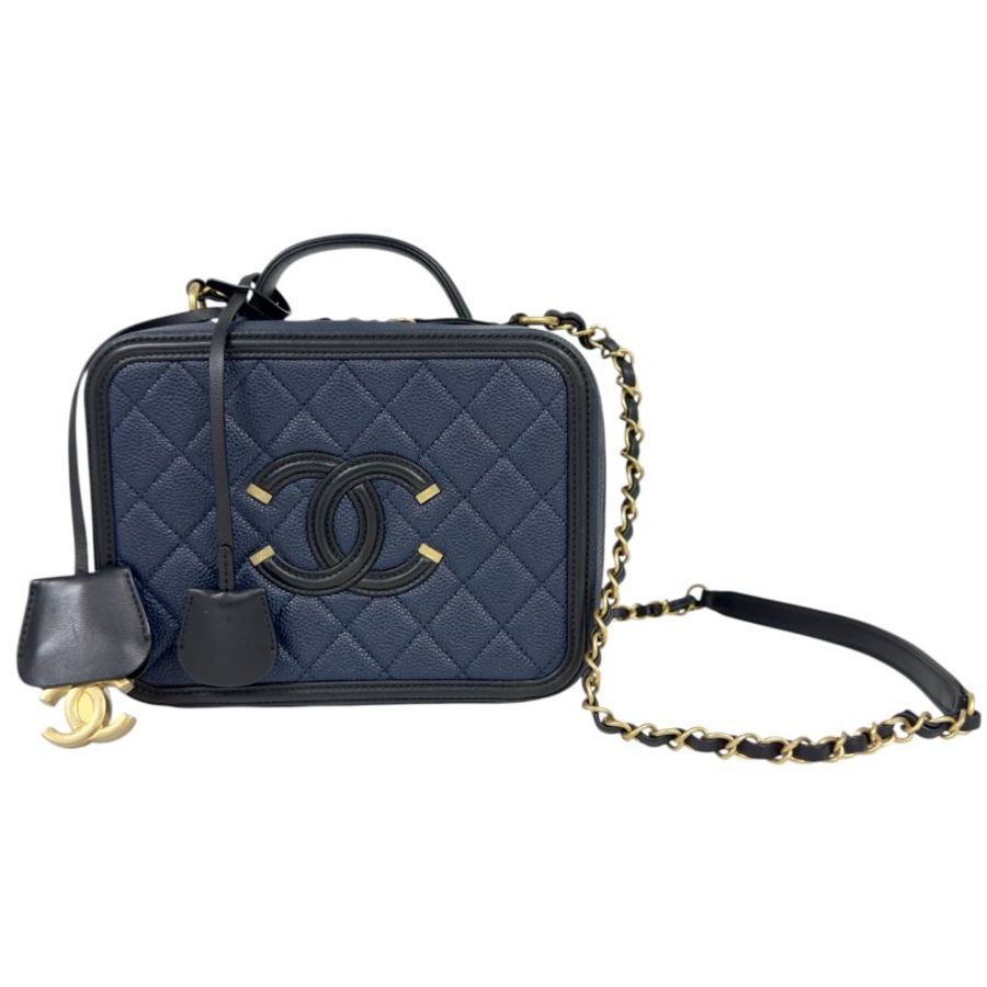 CHANEL Vanity 荔枝皮 化妝盒子 肩背包-0