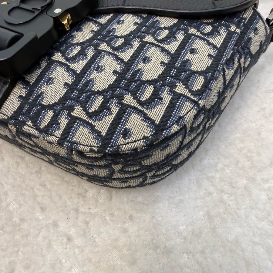Dior 藍緹花布Saddle 迷你郵差包-9