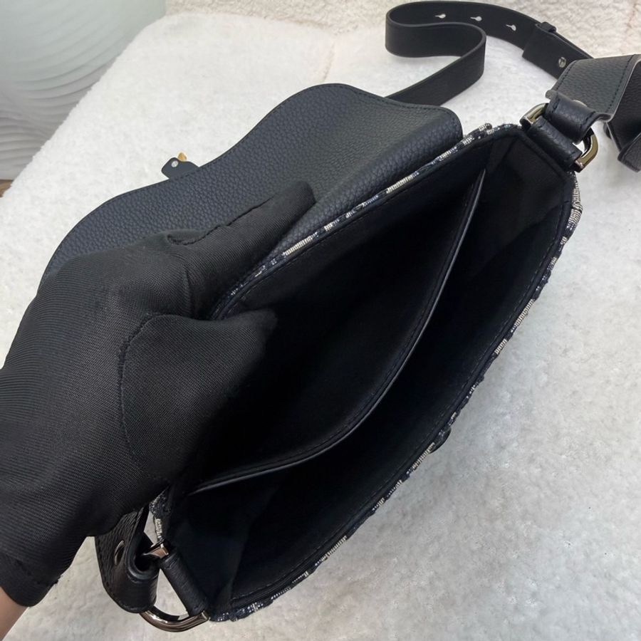 Dior 藍緹花布Saddle 迷你郵差包-14