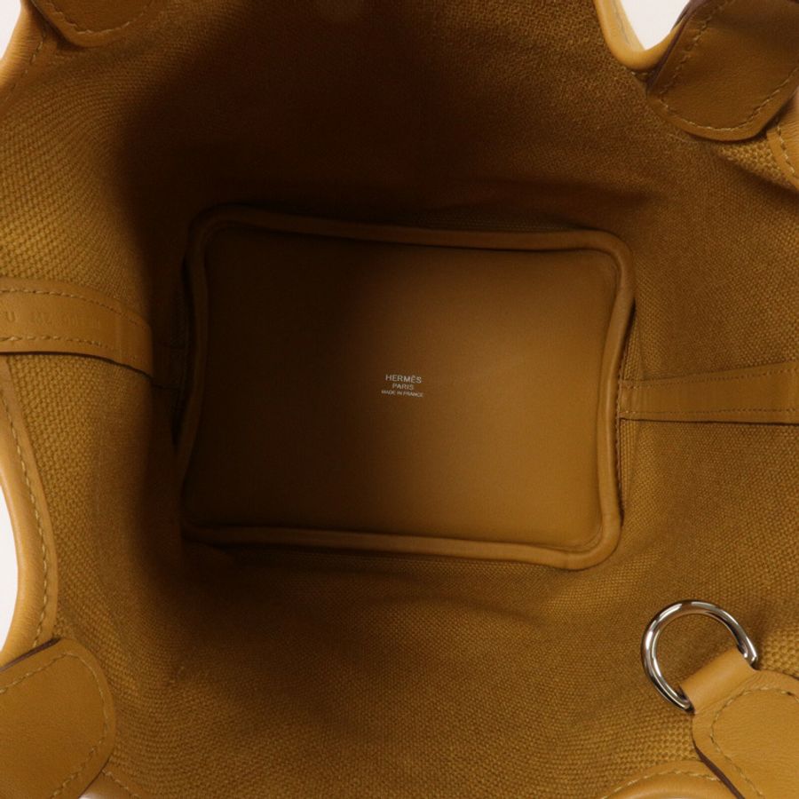HERMES 帆布Picotin PM手挽袋Seasame-4