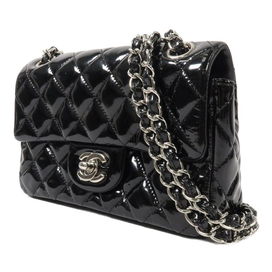 CHANEL 漆皮皮革Mini Classic 20鏈帶肩背袋-2