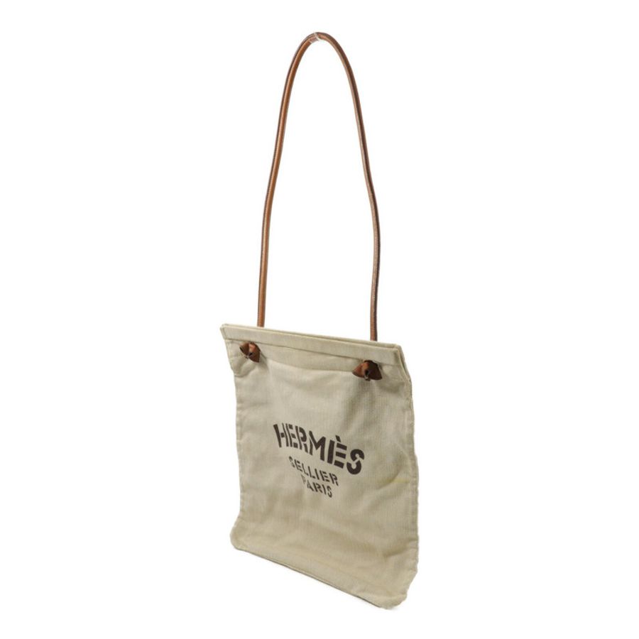 HERMES 帆布/Barenia皮革Aline手挽袋Beige-2