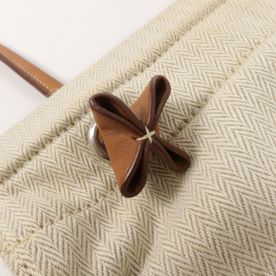 HERMES 帆布/Barenia皮革Aline手挽袋Beige-6