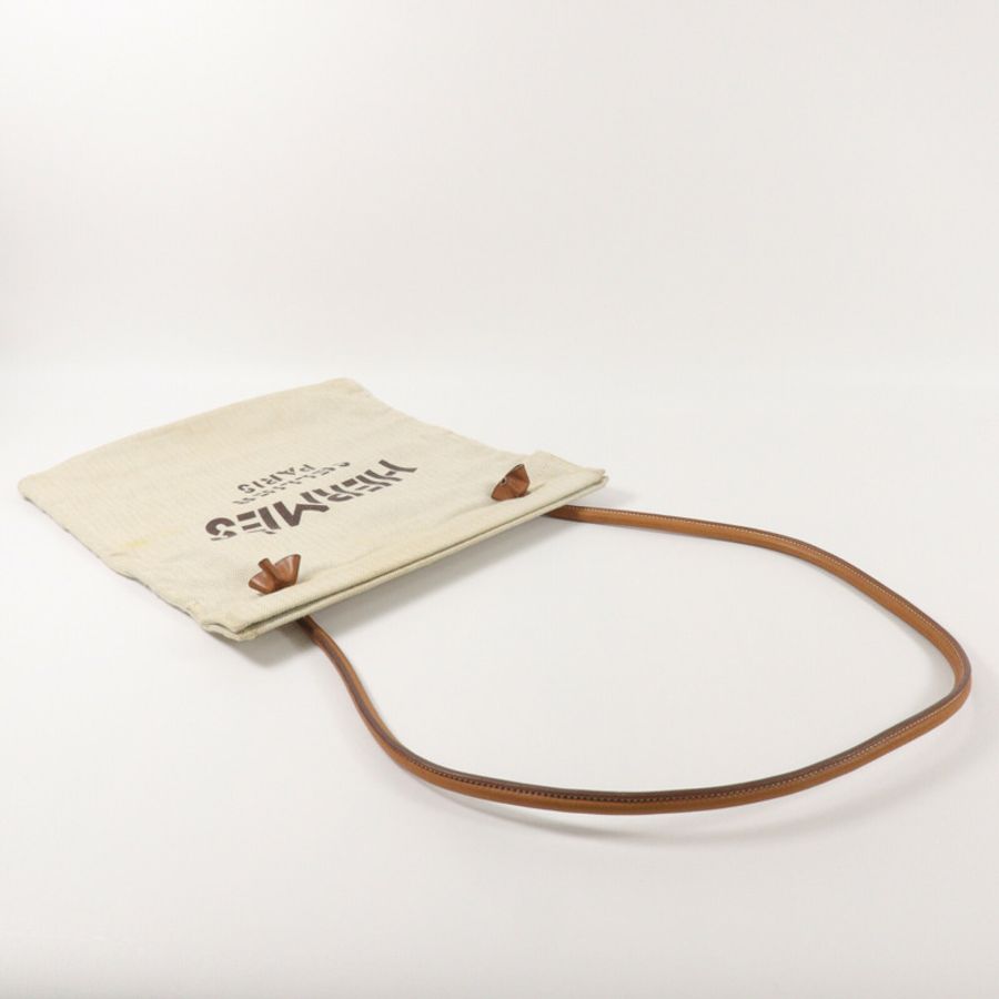 HERMES 帆布/Barenia皮革Aline手挽袋Beige-7
