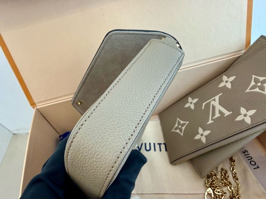 極新LV斑鳩灰Félicie Pochette全皮三合一金鏈斜背包M82610-6