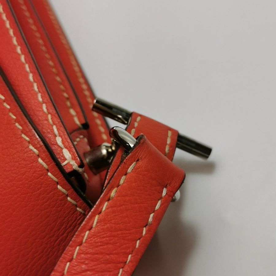 Hermes Roulis23豬鼻子單肩包Evercolor牛皮銀扣S5番茄紅T刻-11