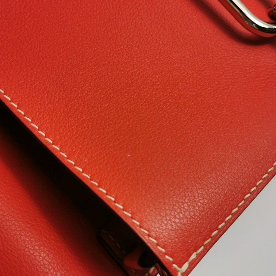 Hermes Roulis23豬鼻子單肩包Evercolor牛皮銀扣S5番茄紅T刻-24