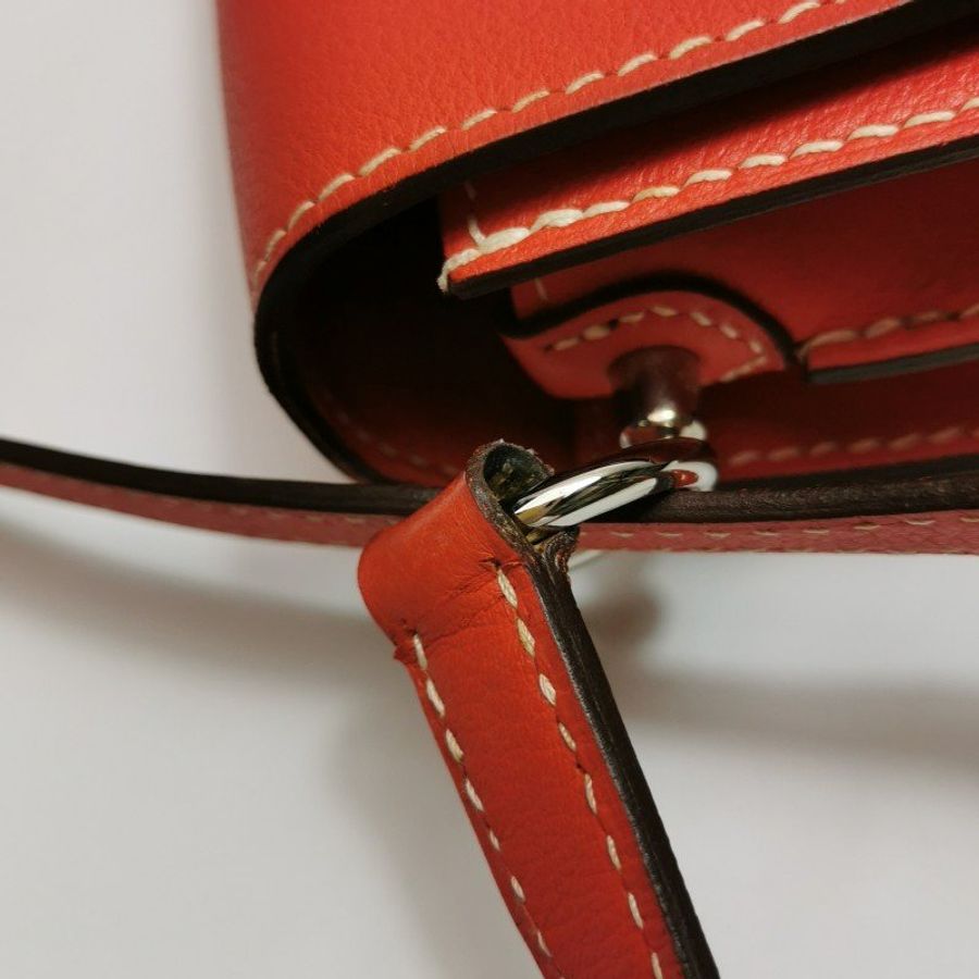 Hermes Roulis23豬鼻子單肩包Evercolor牛皮銀扣S5番茄紅T刻-29
