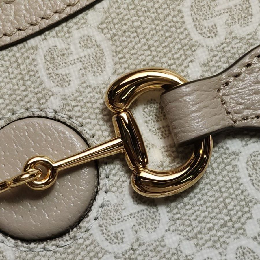 Gucci 1955迷你牛皮GG老花馬銜扣斜背包單肩包-10