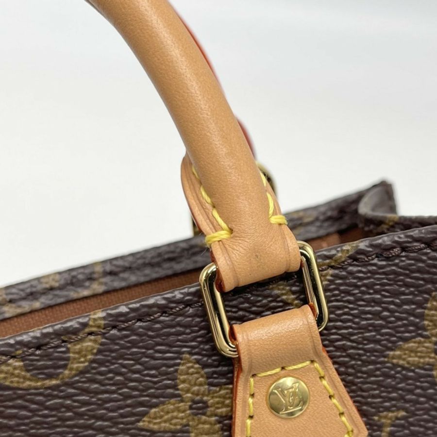 路易威登女士Monogram Petite Sac Plat迷你肩背包/手提包/斜背包，LOUIS VUITTON M69442棕色配金色五金配件-6