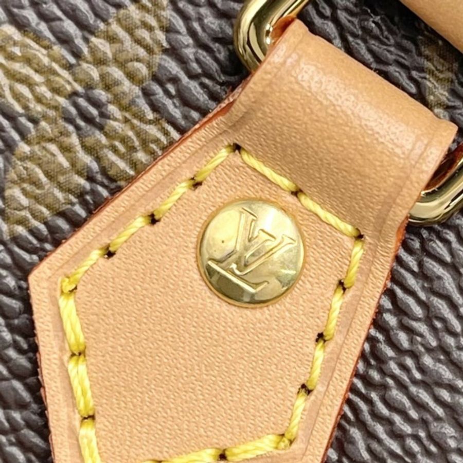 路易威登女士Monogram Petite Sac Plat迷你肩背包/手提包/斜背包，LOUIS VUITTON M69442棕色配金色五金配件-11