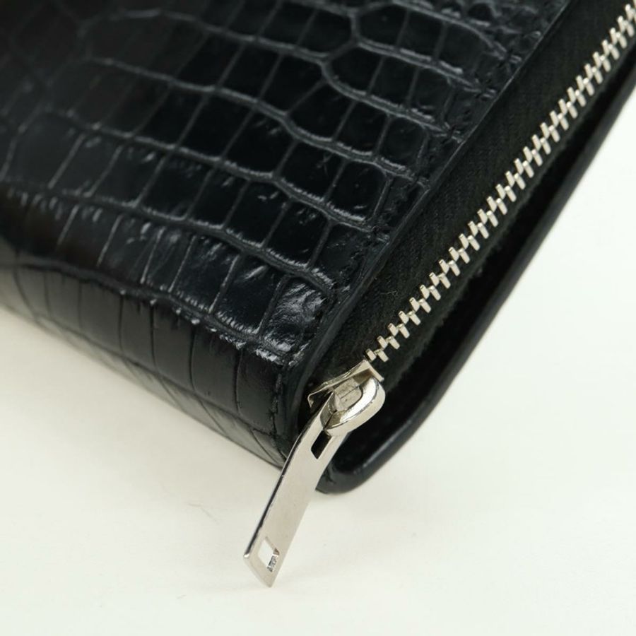 【日本直送】SAINT LAURENT Cassandra 迷你皮夾 鱷魚紋壓花 黑色 正品 179335M-15