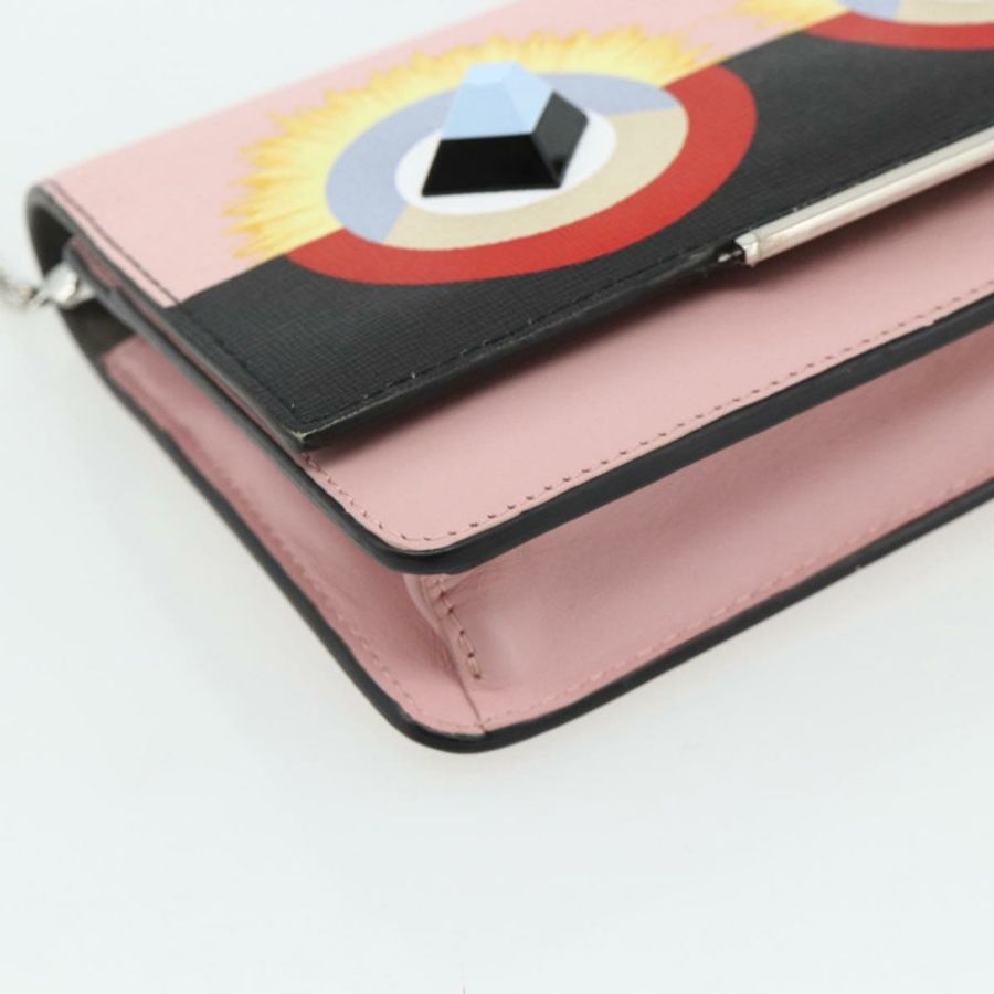 【日本直送】FENDI 鏈條皮夾 Monster 單肩包 皮革 粉紅色 銀色 正品 ka4337A-14