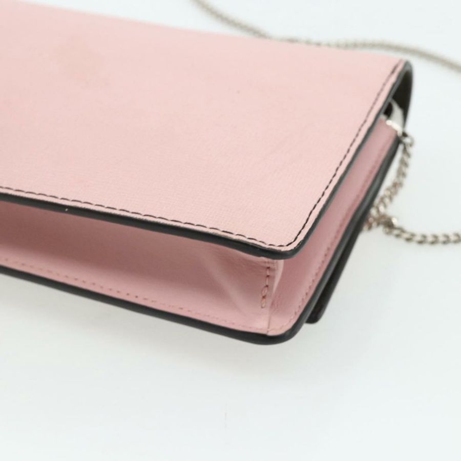 【日本直送】FENDI 鏈條皮夾 Monster 單肩包 皮革 粉紅色 銀色 正品 ka4337A-15