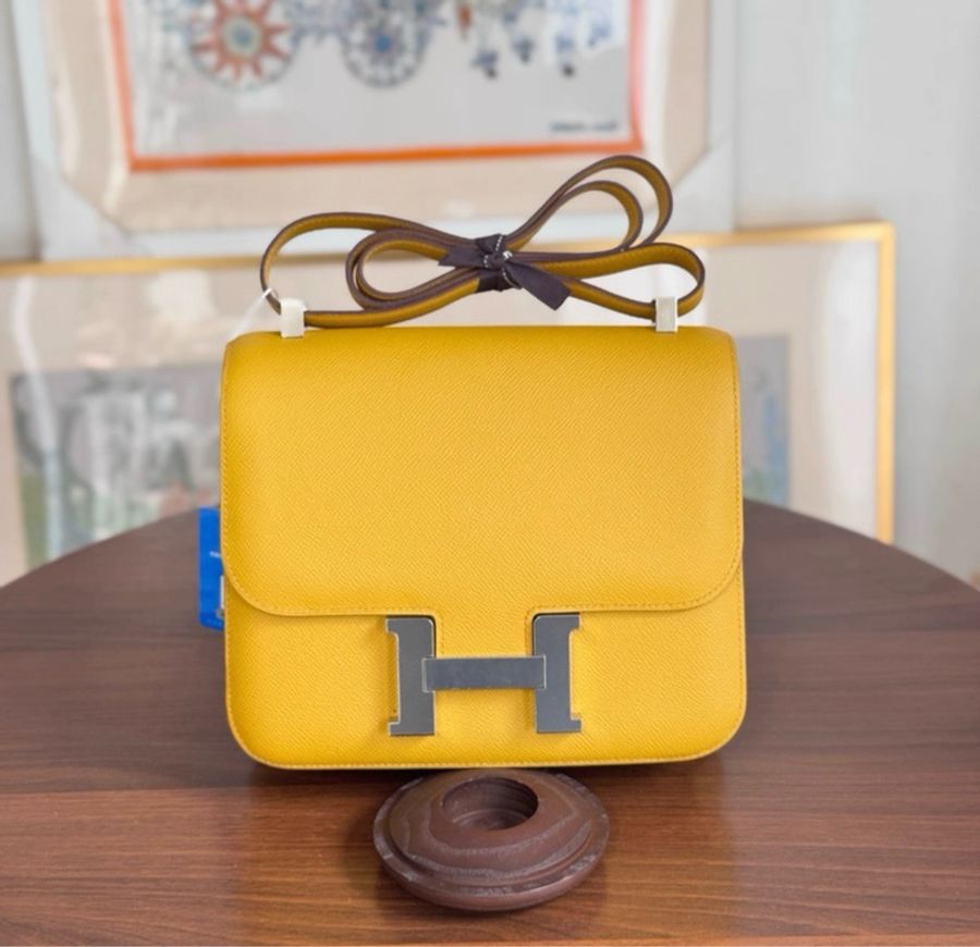 Hermes Constance24 9d琥珀黃色 金扣 epsom皮 C刻-0