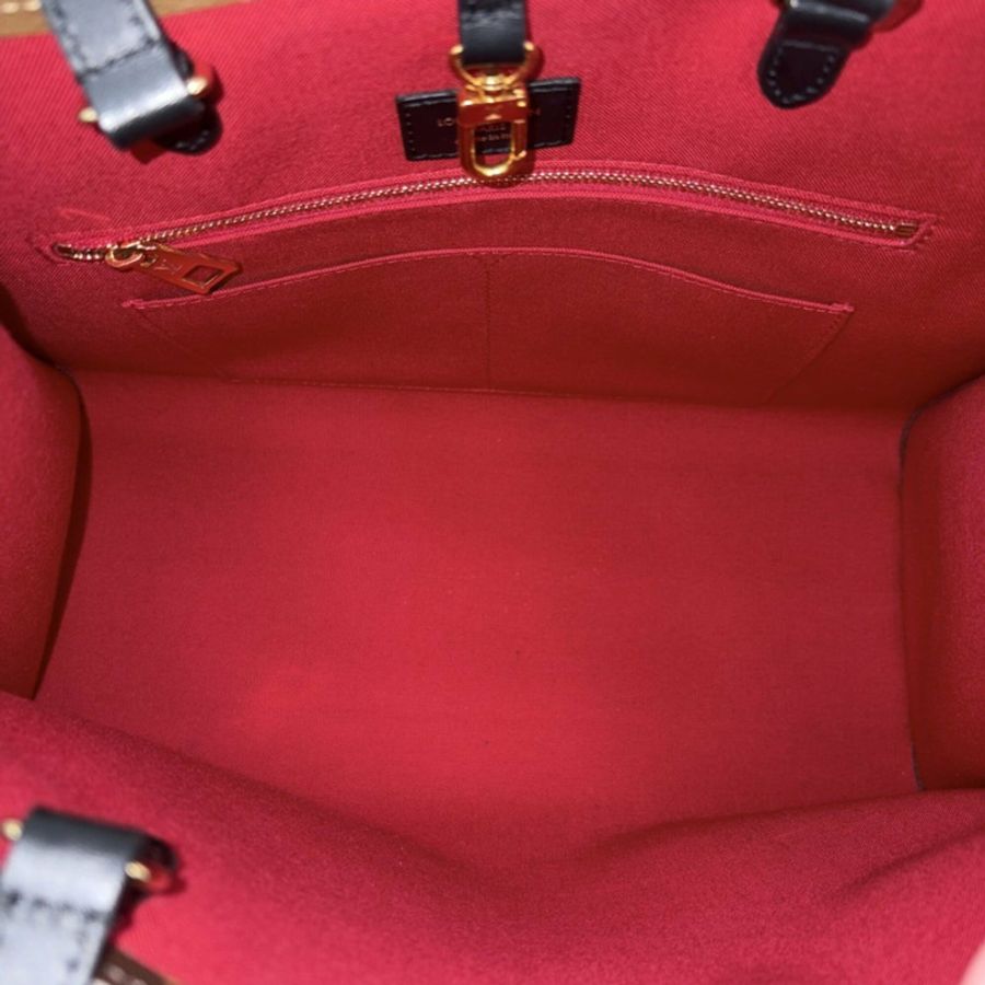 路易威登女士 OnTheGo MM 手提包/單肩包 LOUIS VUITTON M45321 Monogram Giant Reverse 棕色金色五金配件-3