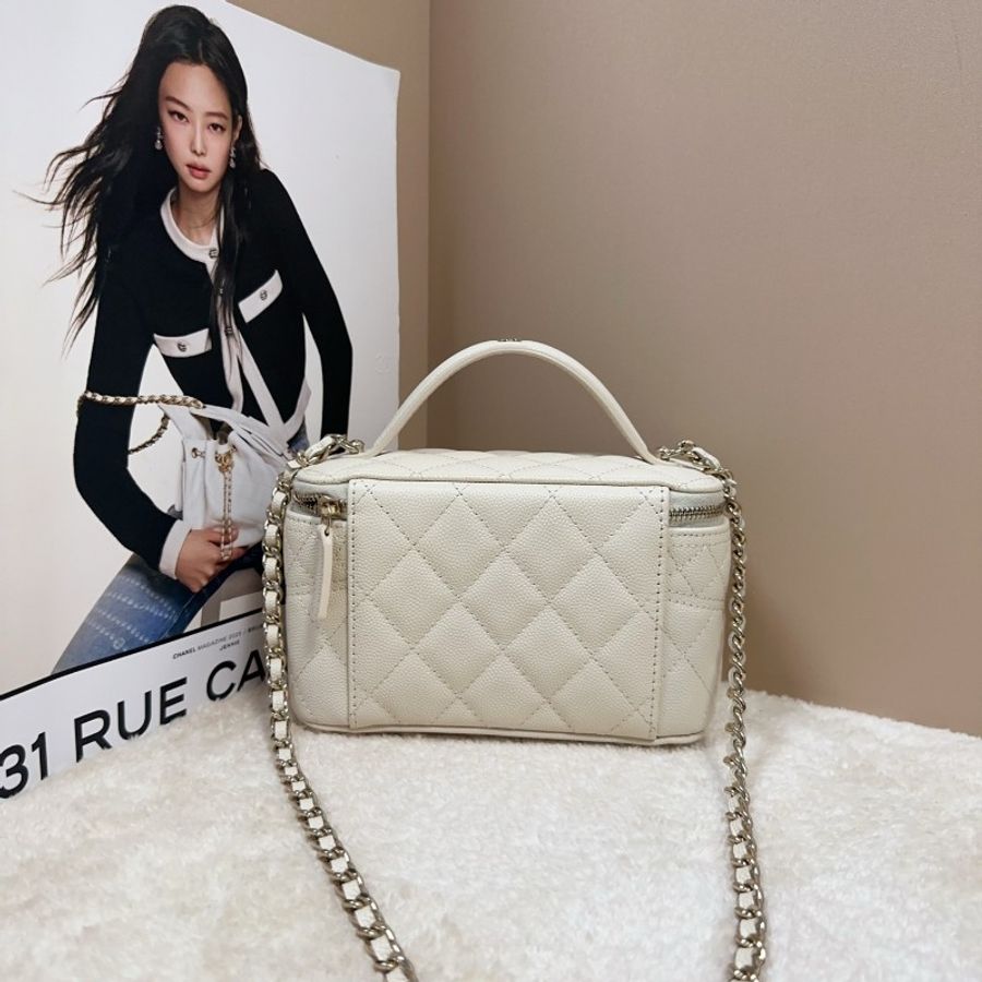 Chanel 香奈兒 25C 腰線長盒子 米杏色荔枝皮-2