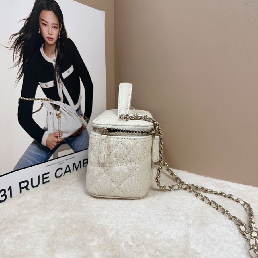 Chanel 香奈兒 25C 腰線長盒子 米杏色荔枝皮-3