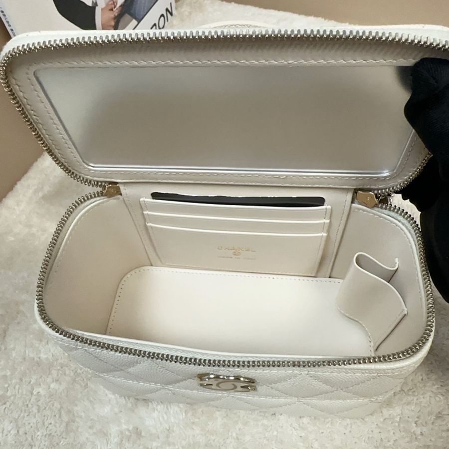 Chanel 香奈兒 25C 腰線長盒子 米杏色荔枝皮-5