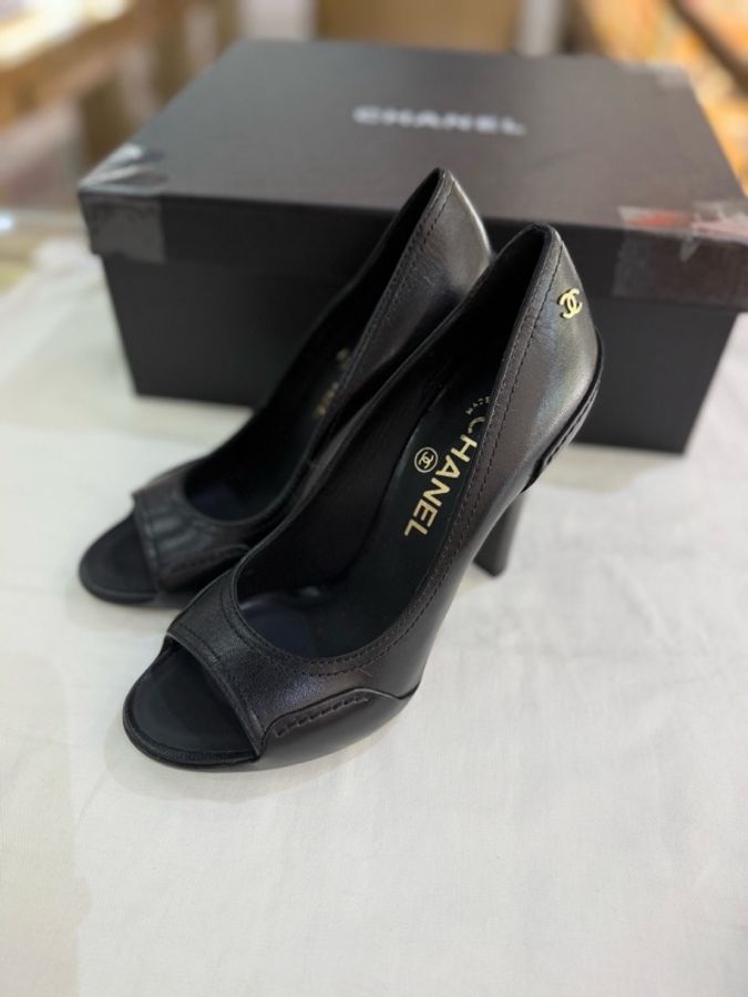 Chanel 香奈兒魚口高跟涼鞋 鞋子37碼 僅室內試穿-0