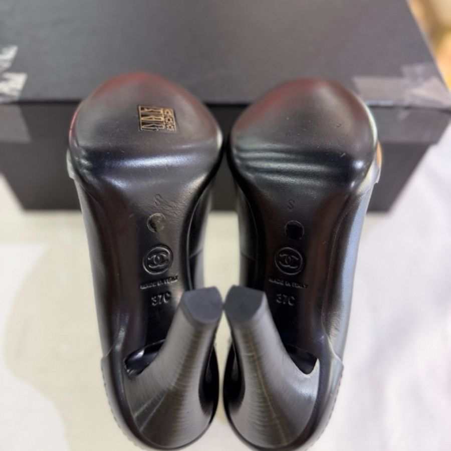 Chanel 香奈兒魚口高跟涼鞋 鞋子37碼 僅室內試穿-7