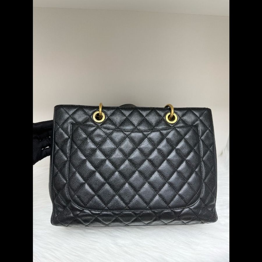 香奈兒/Chanel GST 黑色金扣荔枝牛皮-2