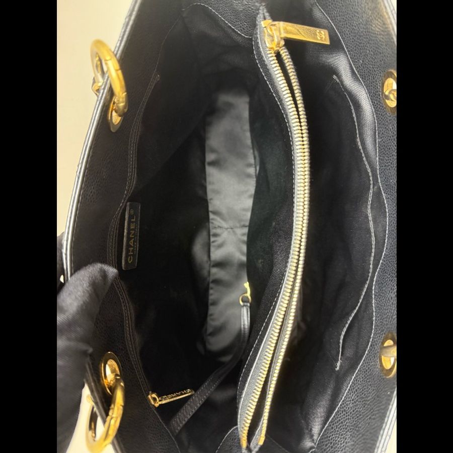 香奈兒/Chanel GST 黑色金扣荔枝牛皮-3