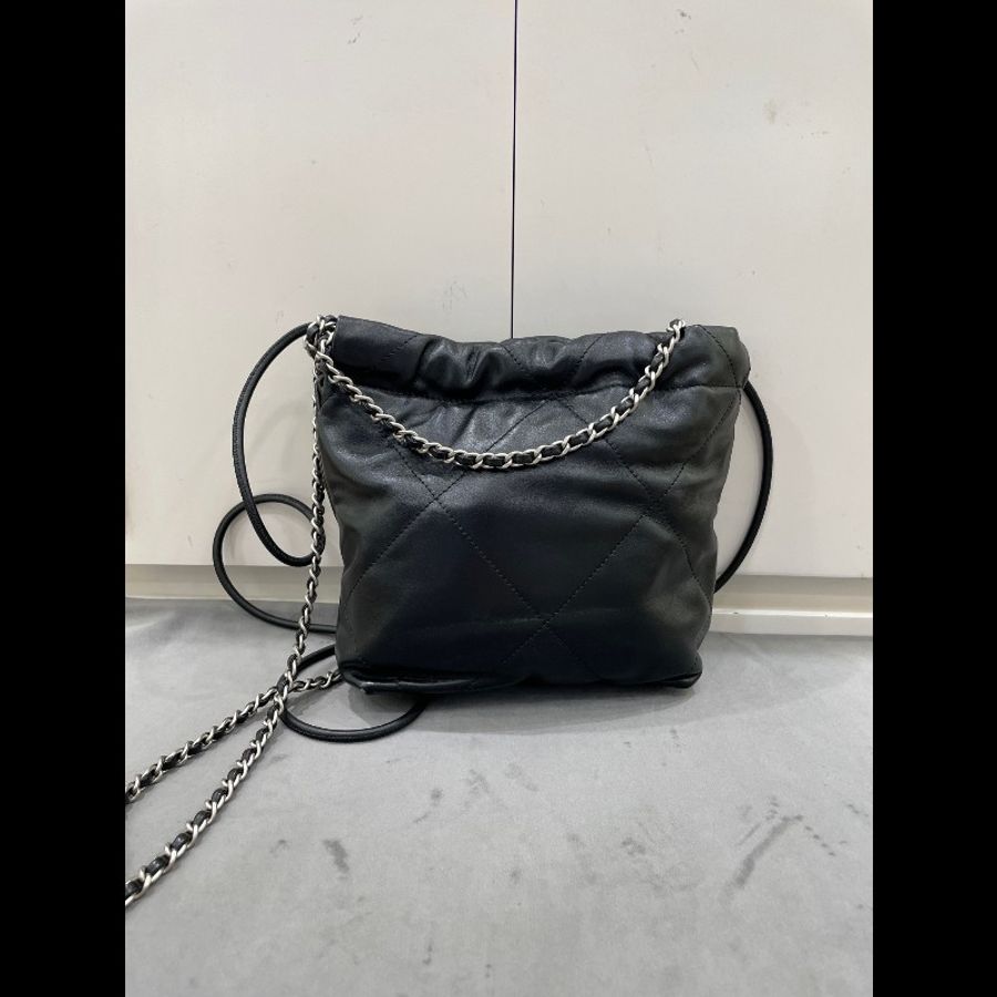 香奈兒 Chanel 黑銀22bag mini垃圾袋-2