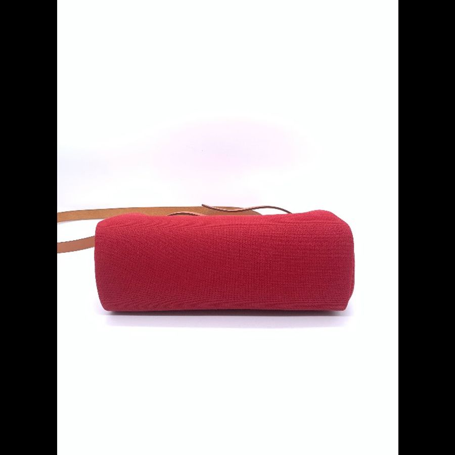 Hermès/愛馬仕  胭脂紅帆布拼棕 Herbag31 手提單肩包-4