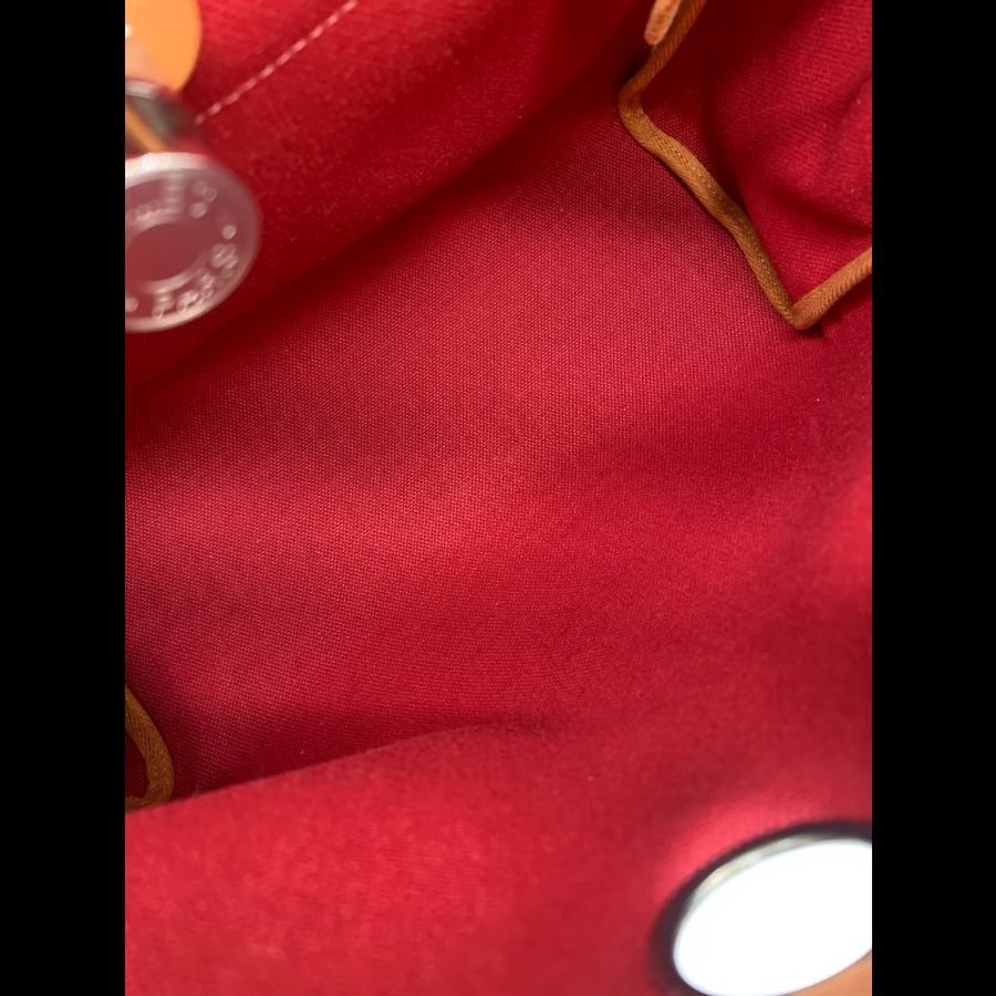 Hermès/愛馬仕  胭脂紅帆布拼棕 Herbag31 手提單肩包-5