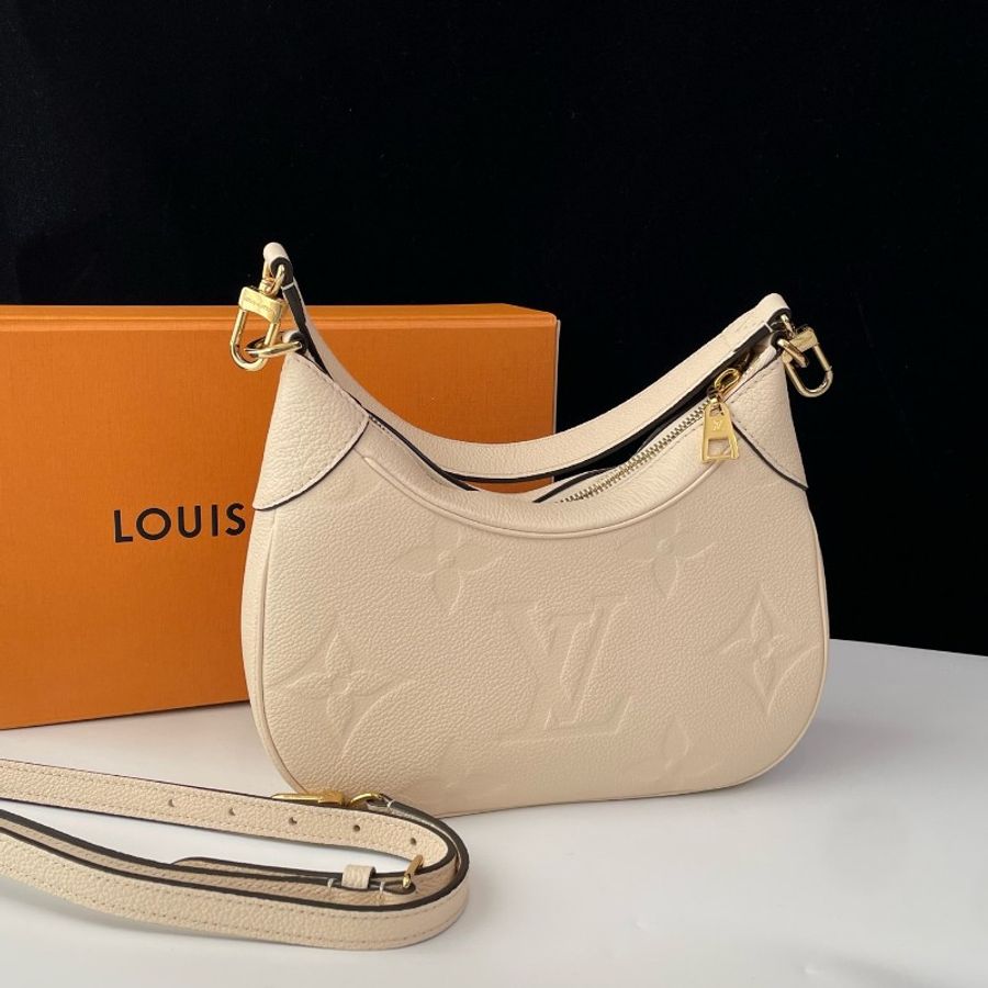 LV/路易威登 Bagatelle白色壓紋牛角包 晶片款-0