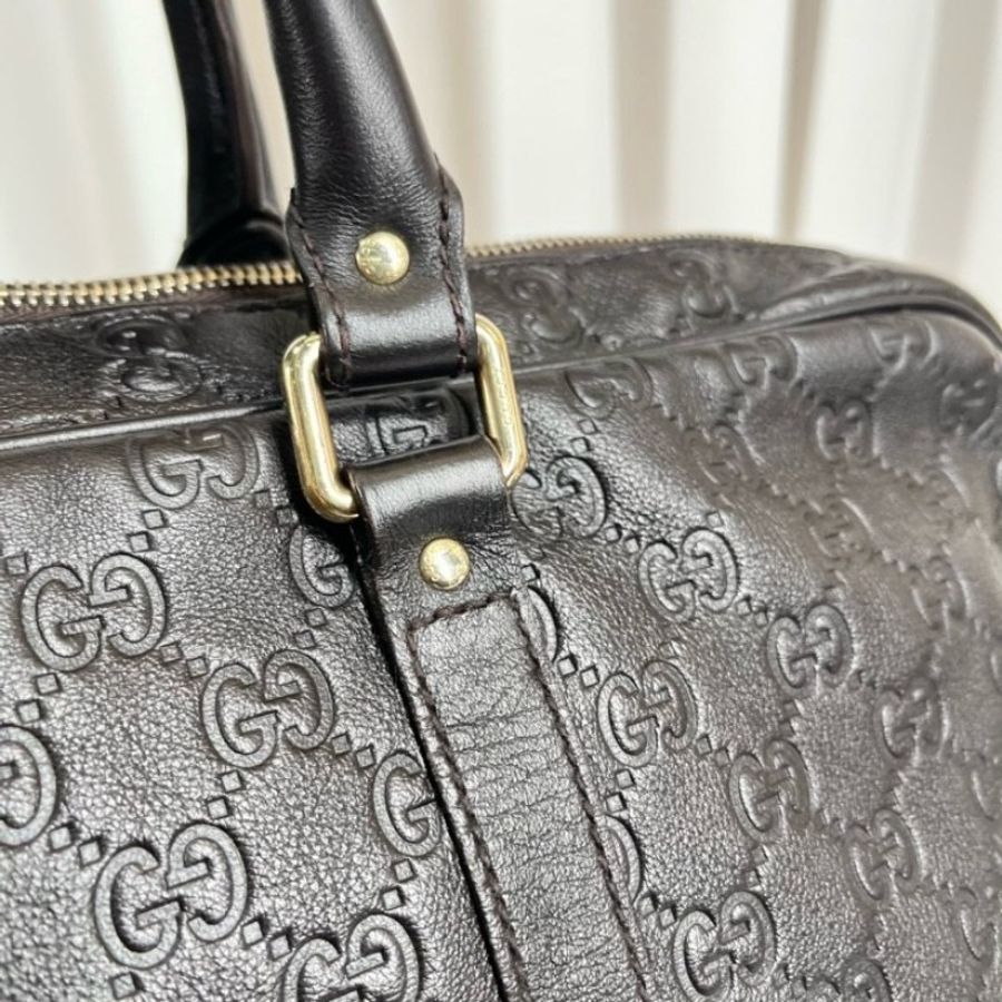 GUCCI 全皮老花壓紋手提包公文包電腦包-9