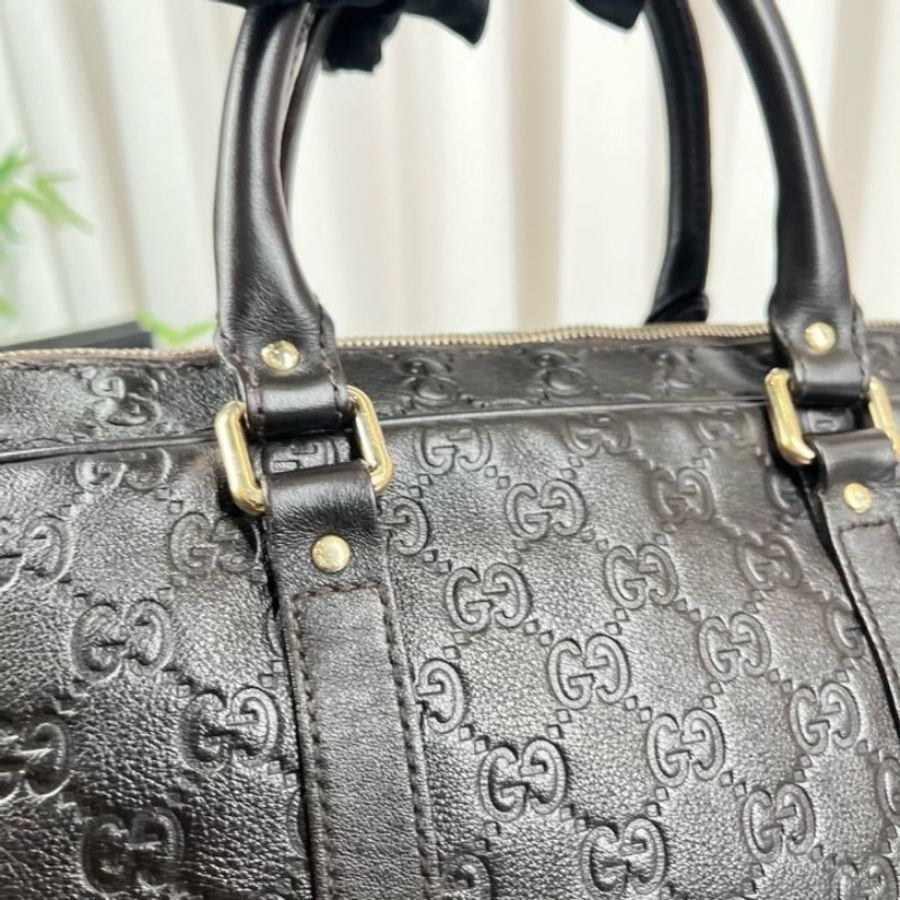 GUCCI 全皮老花壓紋手提包公文包電腦包-10