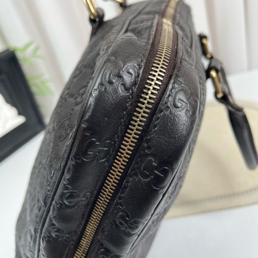 GUCCI 全皮老花壓紋手提包公文包電腦包-14