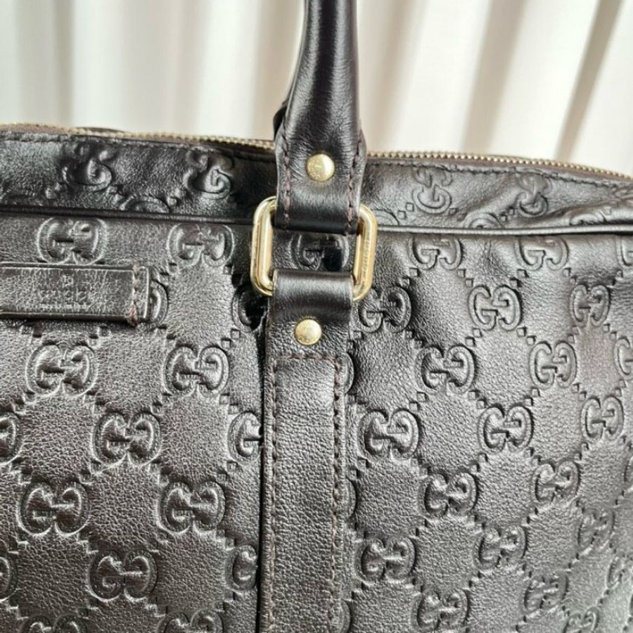 GUCCI 全皮老花壓紋手提包公文包電腦包-26