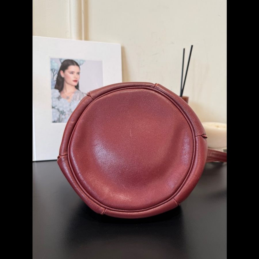 Cartier 中古水桶包波爾多紅 束口包 抽繩水桶包-5