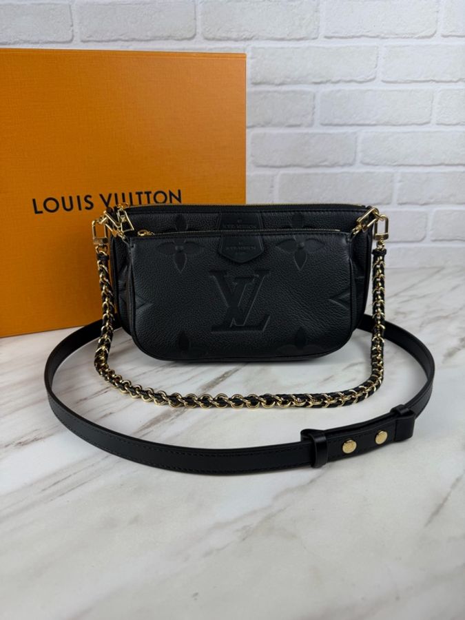 LOUIS VUITTON 路易威登 Multi Pochette Accessoires 黑色壓紋四合一斜背包 M80399-0