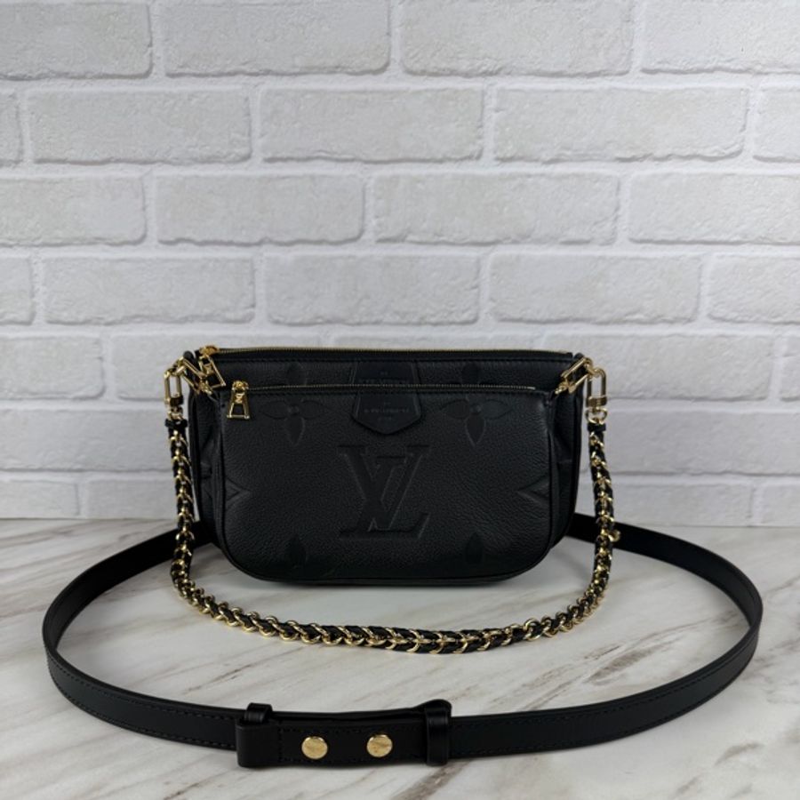LOUIS VUITTON 路易威登 Multi Pochette Accessoires 黑色壓紋四合一斜背包 M80399-6