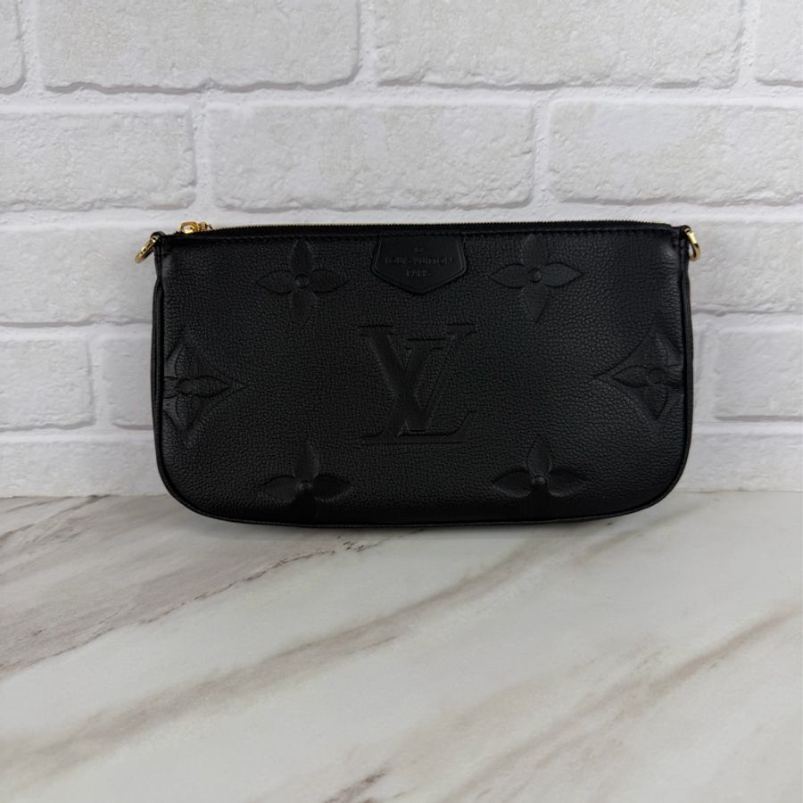LOUIS VUITTON 路易威登 Multi Pochette Accessoires 黑色壓紋四合一斜背包 M80399-7