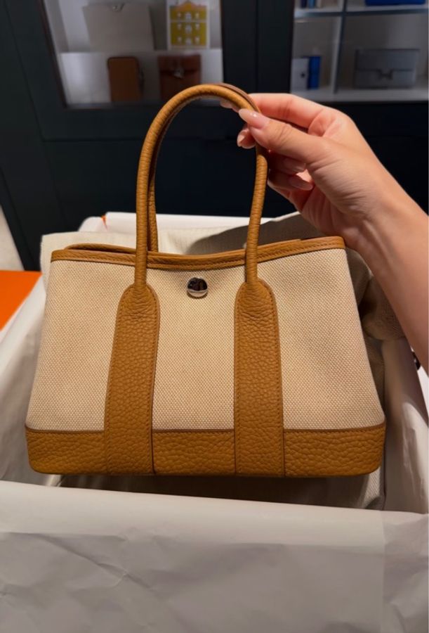 Hermes Mini Garden Party S2 芝麻色 Sesame 帆布拼皮G刻-1