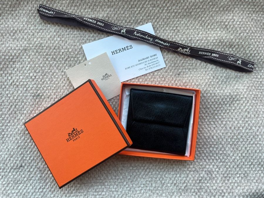 Hermes Bastia 愛馬仕經典黑色零錢包-1