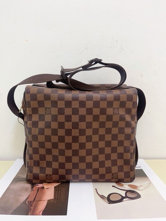路易威登 Louis Vuitton 棕色棋盤格公文手提單肩包-1
