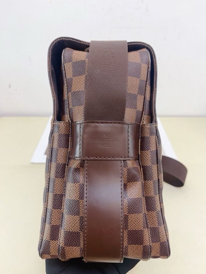 路易威登 Louis Vuitton 棕色棋盤格公文手提單肩包-3