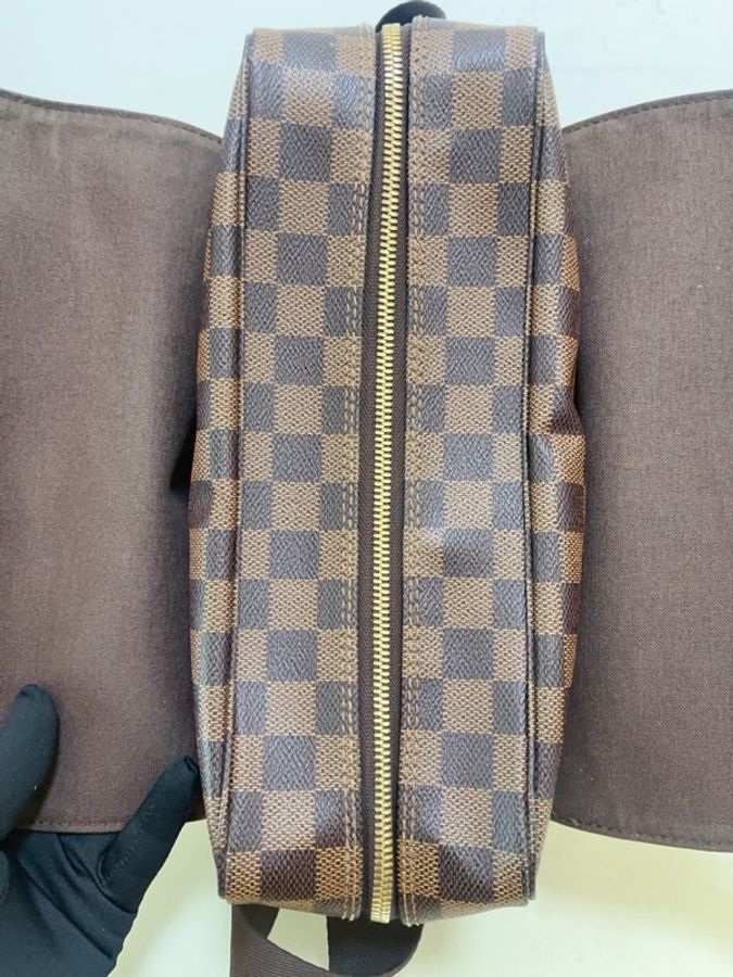 路易威登 Louis Vuitton 棕色棋盤格公文手提單肩包-6