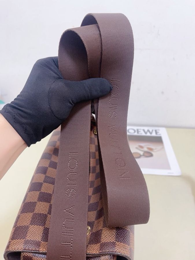路易威登 Louis Vuitton 棕色棋盤格公文手提單肩包-7